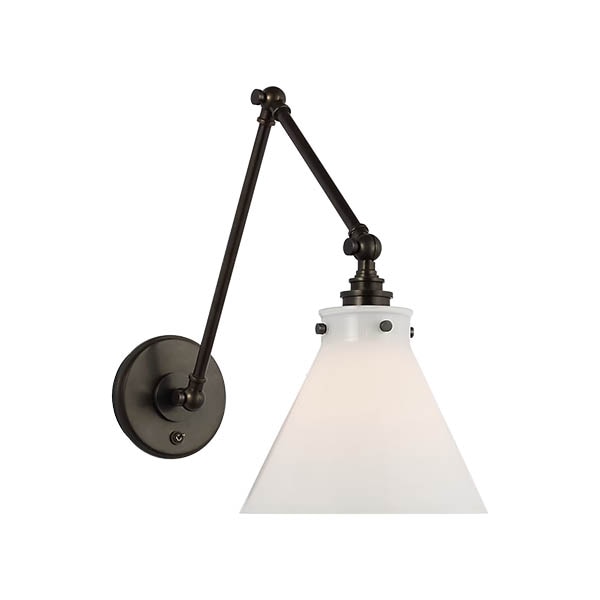 【Visual Comfort】アメリカ・ウォールライト「Parkington Double Library Wall Light」1灯 ブロンズ・ホワイト（W216×D394〜629×H356〜381mm）