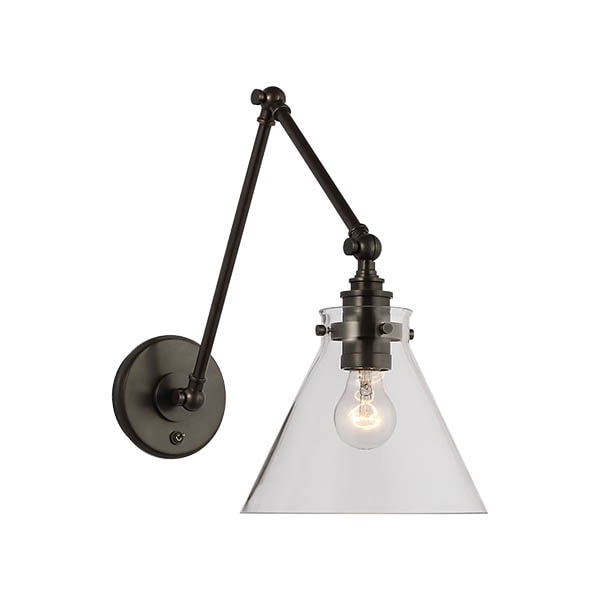 【Visual Comfort】アメリカ・ウォールライト「Parkington Double Library Wall Light」1灯 ブロンズ・クリア（W216×D394〜629×H356〜381mm）