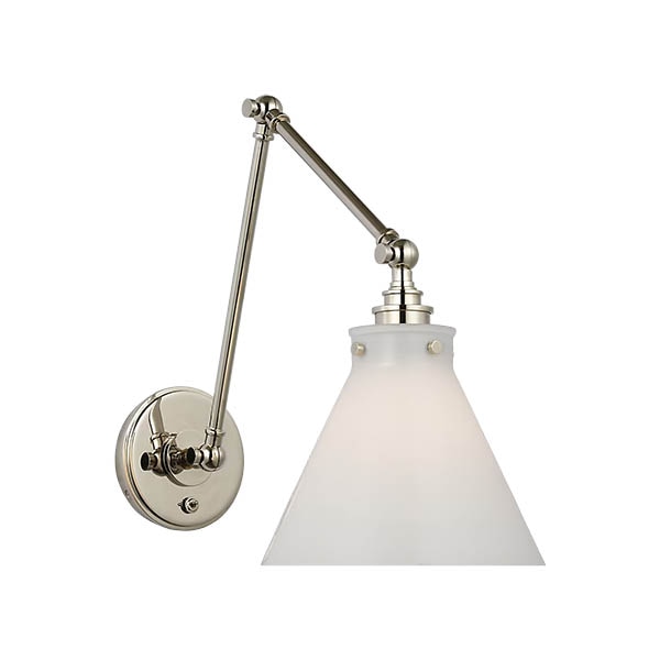 【Visual Comfort】アメリカ・ウォールライト「Parkington Double Library Wall Light」1灯 シルバー・ホワイト（W216×D394〜629×H356〜381mm）
