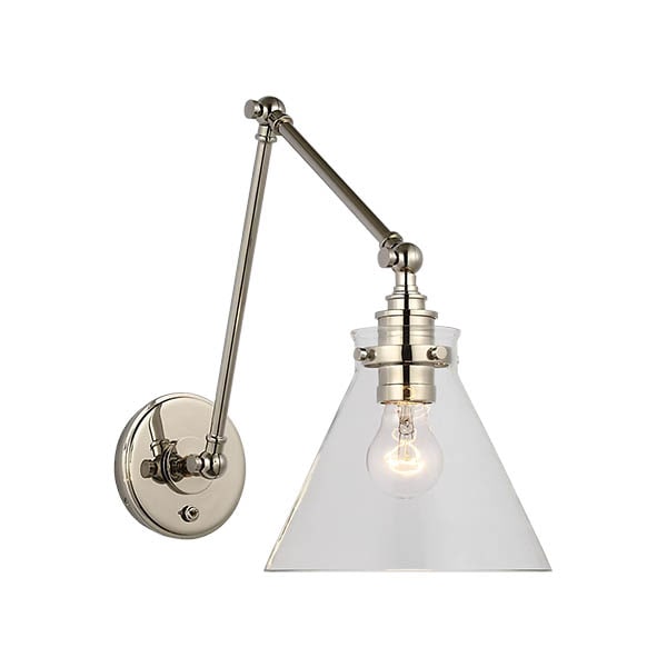【Visual Comfort】アメリカ・ウォールライト「Parkington Double Library Wall Light」1灯 シルバー・クリア（W216×D394〜629×H356〜381mm）
