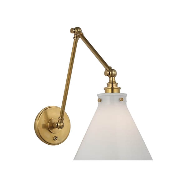 【Visual Comfort】アメリカ・ウォールライト「Parkington Double Library Wall Light」1灯 ゴールド・ホワイト（W216×D394〜629×H356〜381mm）