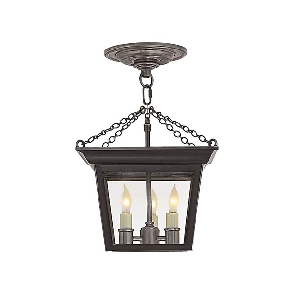 【Visual Comfort】アメリカ・デザイン照明 セミフラッシュマウント「Cornice Semi-Flush Lantern」3灯　ブラック（W241×H400mm）