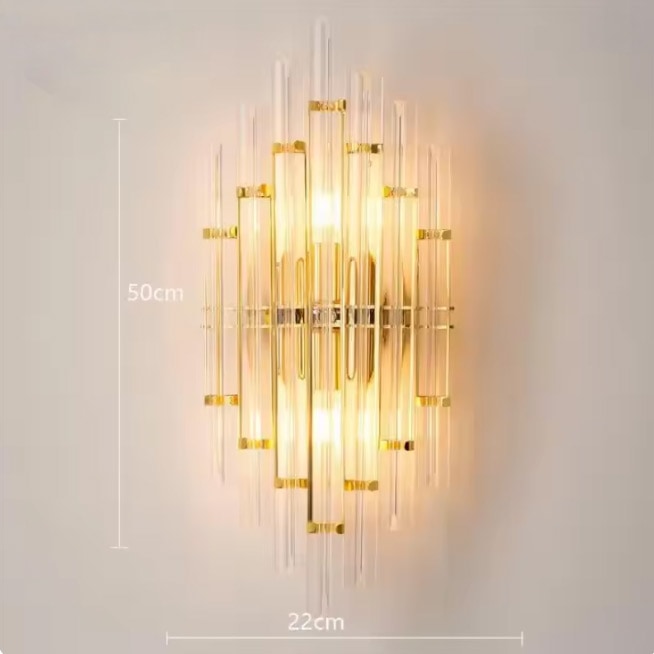 【リーズナブル】デザイン照明 モダンウォールライト 2灯 ゴールド（W220×H500mm）