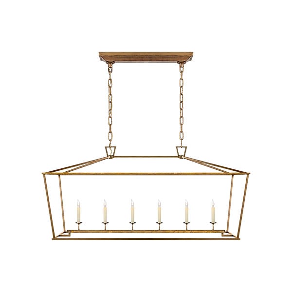 【Visual Comfort】アメリカ・デザイン照明 シャンデリア「Darlana Large Linear Lantern」6灯・ゴールド（ギルド鉄）（W1372×D432×H648mm）