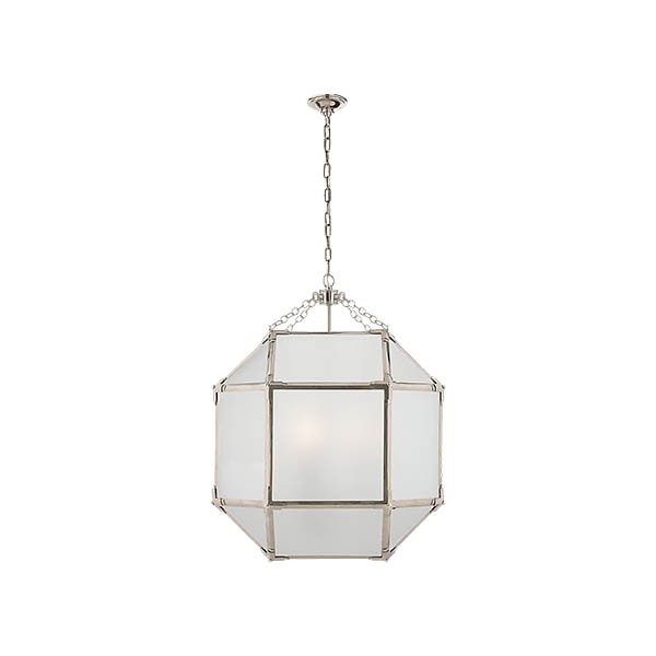 【Visual Comfort】アメリカ・デザイン照明 ペンダントライト「Morris Medium Lantern」3灯　シルバー・フロスト（W502×H660mm）