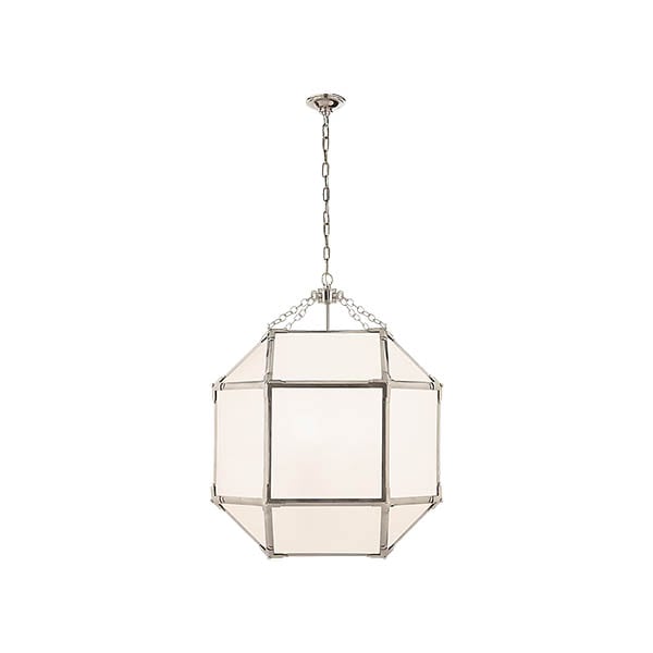 【Visual Comfort】アメリカ・デザイン照明 ペンダントライト「Morris Medium Lantern」3灯　シルバー・ホワイト（W502×H660mm）