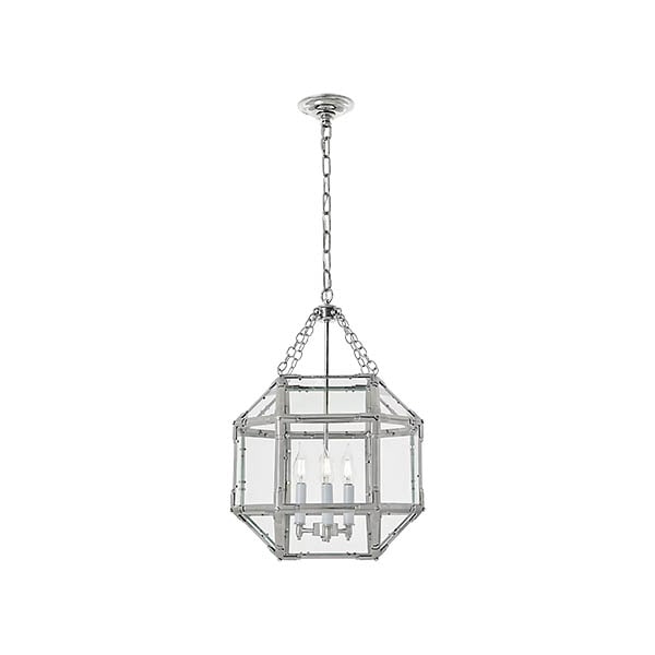 【Visual Comfort】アメリカ・デザイン照明 ペンダントライト「Morris Medium Lantern」3灯　シルバー・クリア（W502×H660mm）