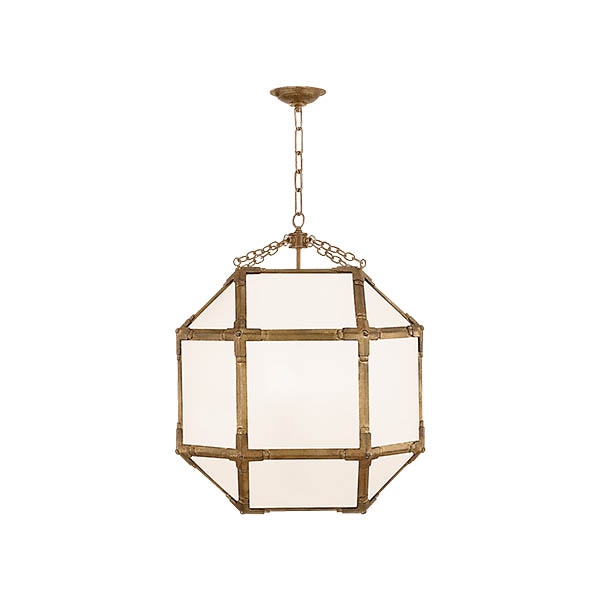 【Visual Comfort】アメリカ・デザイン照明 ペンダントライト「Morris Medium Lantern」3灯　ゴールド・ホワイト（W502×H660mm）