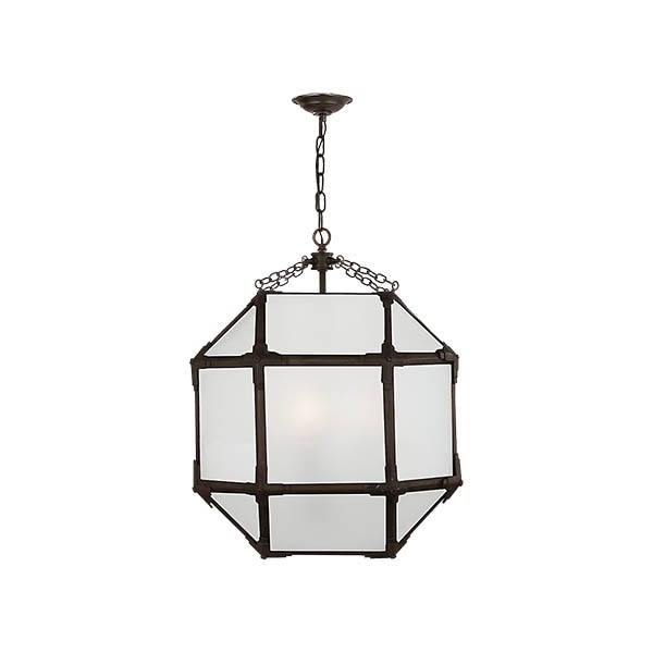 【Visual Comfort】アメリカ・デザイン照明 ペンダントライト「Morris Medium Lantern」3灯　グレー・フロスト（W502×H660mm）