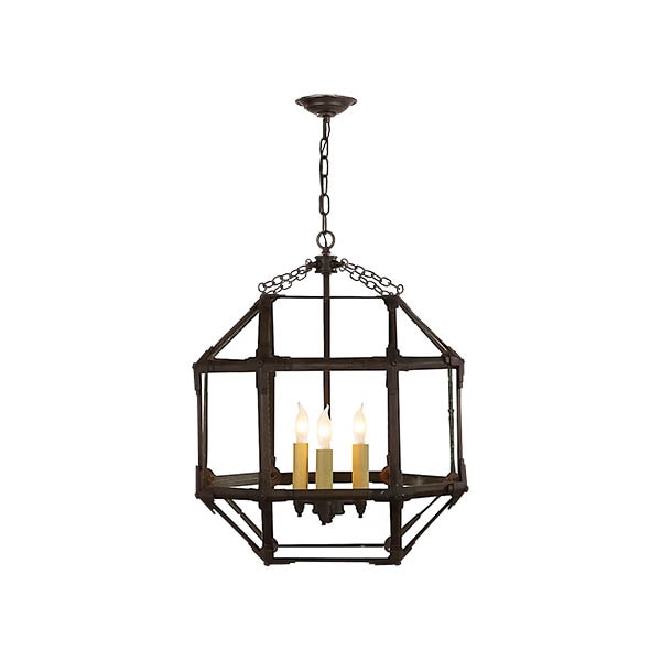 【Visual Comfort】アメリカ・デザイン照明 ペンダントライト「Morris Medium Lantern」3灯　グレー・クリア（W502×H660mm）