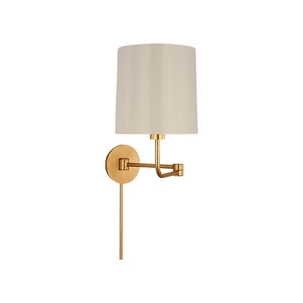 【Visual Comfort】アメリカ・ウォールライト「Go Lightly Swing Arm Wall Light」1灯 ナチュラル・ゴールド（ギルド）（W222×D222〜533×H400mm）