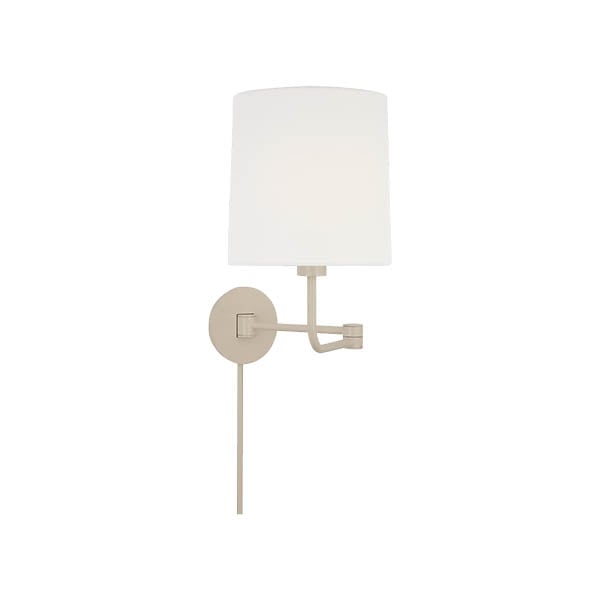 【Visual Comfort】アメリカ・ウォールライト「Go Lightly Swing Arm Wall Light」1灯 　ホワイト・ナチュラル（W222×D222〜533×H400mm）