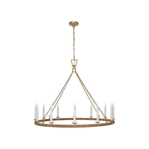 【Visual Comfort】アメリカ・デザイン照明 シャンデリア「Darlana XL Wrapped Ring Chandelier」12灯　ゴールド・ナチュラル（W1270×H984mm）