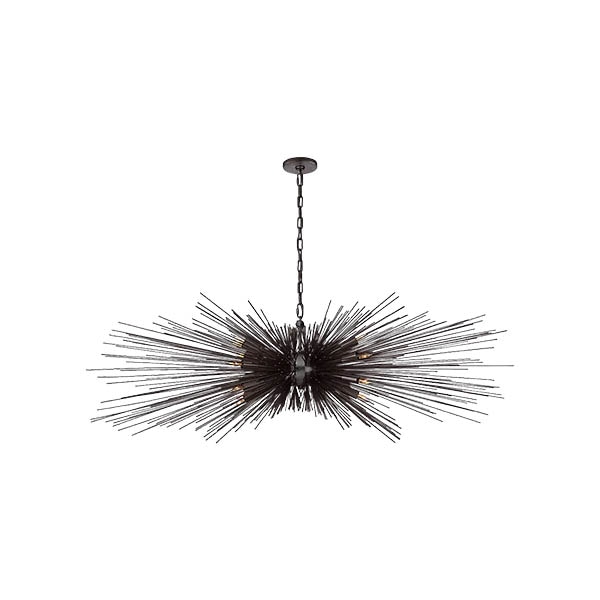 【Visual Comfort】アメリカ・スプートニク照明「Strada Large Linear Chandelier」16灯　ブラック（W1524×H578mm）