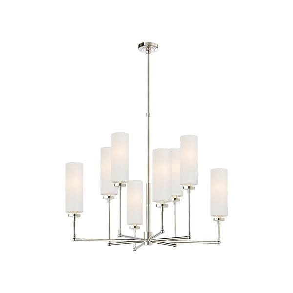 【Visual Comfort】アメリカ・デザイン照明 モダンシャンデリア「Ziyi Large Chandelier」8灯　シルバー・リネン（W857×H533mm）