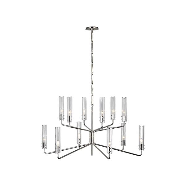 【Visual Comfort】アメリカ・デザイン照明 モダンシャンデリア「Casoria Large Two-Tier Chandelier」12灯　シルバー（W1073×H603mm）