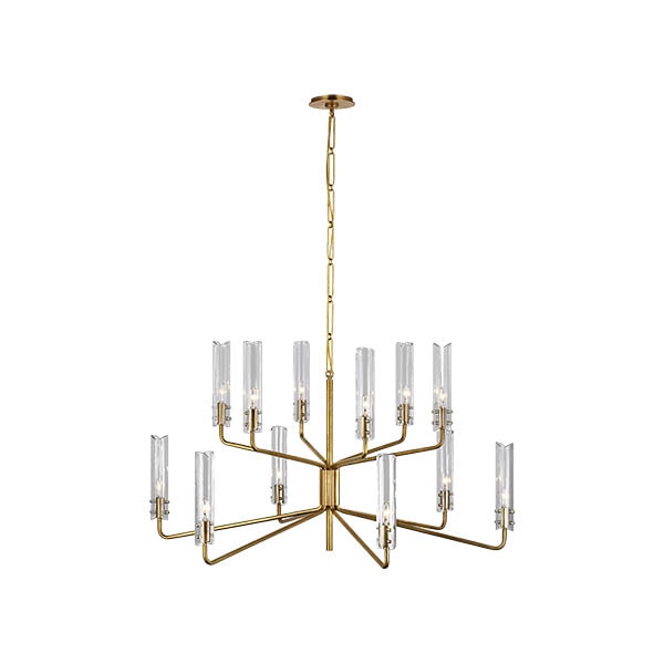 【Visual Comfort】アメリカ・デザイン照明 モダンシャンデリア「Casoria Large Two-Tier Chandelier」12灯　ゴールド（W1073×H603mm）