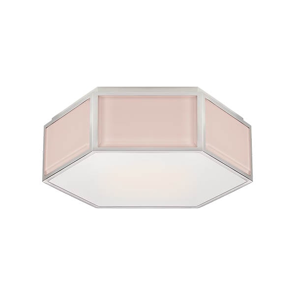 【Visual Comfort】アメリカ・デザイン照明 フラッシュマウント「Bradford Small Hexagonal Flush Mount」2灯　ピンク（W330×H108mm）