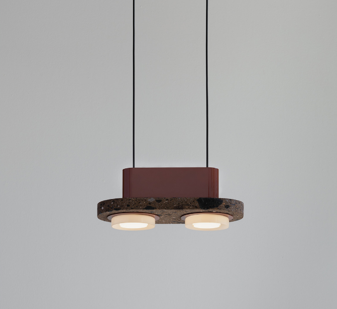 【davidpompa】メキシコ・デザイン照明 ペンダントライト「Ambra double pendant」2灯・ダークレッド（W300mm×H150mm）
