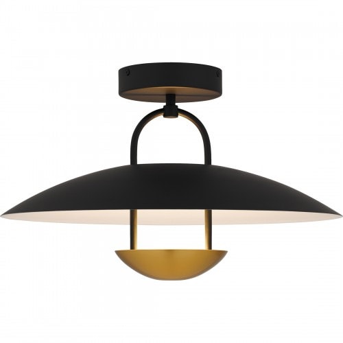 【QUOIZEL】アメリカ・デザイン照明 LEDシーリングライト「Bingham」ブラック（W450×D450×H270mm）