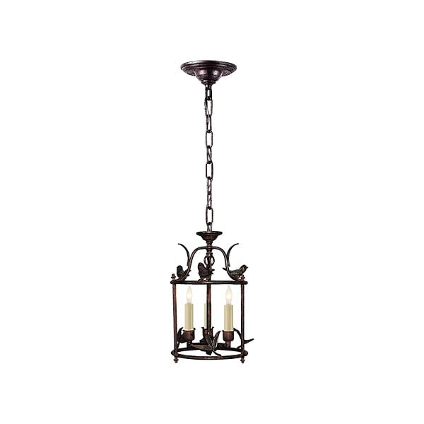 【Visual Comfort】アメリカ・デザイン照明 ペンダントライト「Diego Petite Classical Perching Bird Lantern」3灯　ブラック（W229×H349mm）
