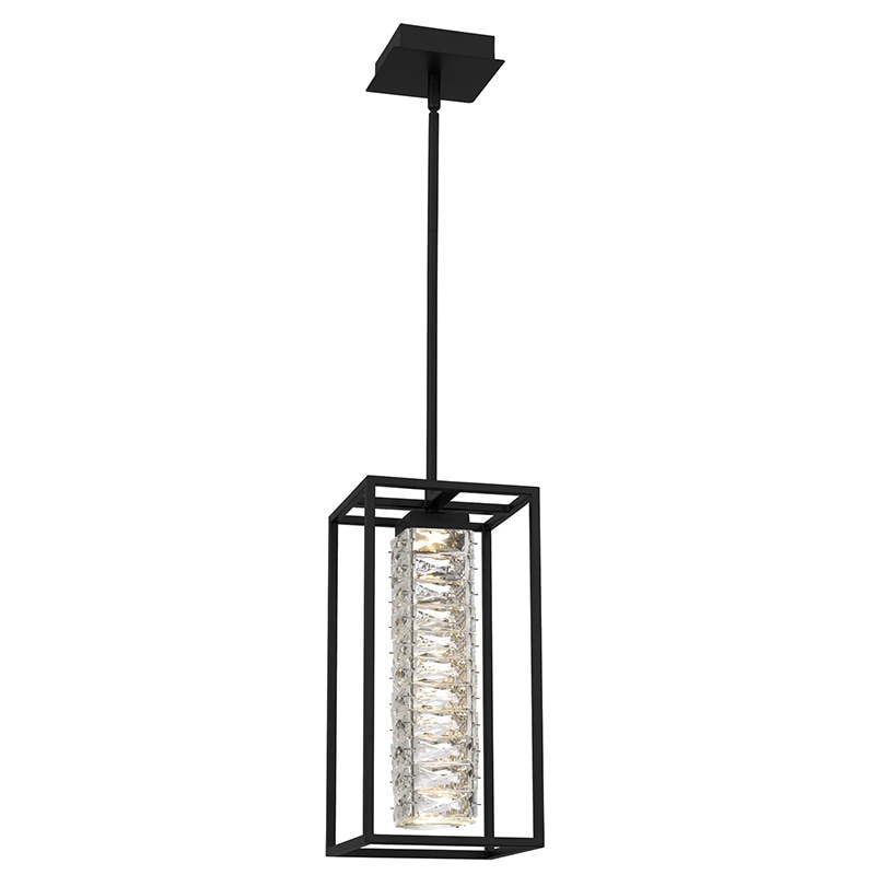 【QUOIZEL】アメリカ・デザイン照明 LED・クリスタルペンダントライト「Dazzle」ブラック（W200×D200×H420mm）