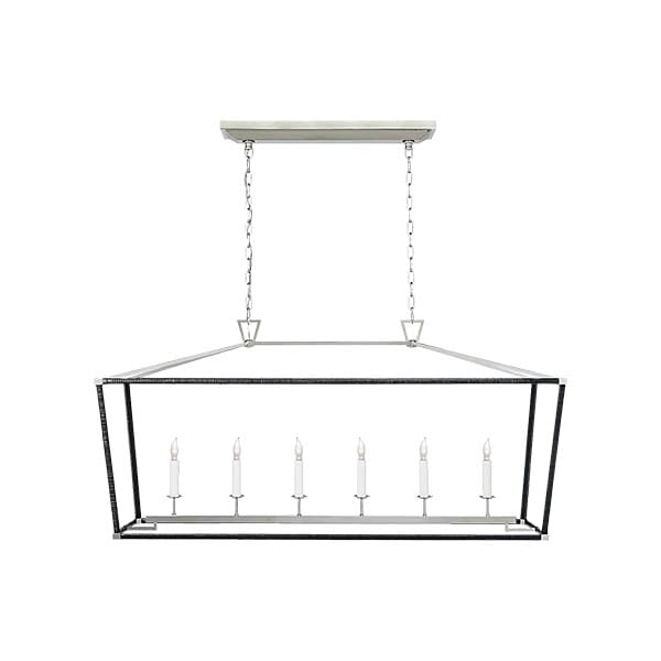 【Visual Comfort】アメリカ・デザイン照明 ペンダント「Darlana Large Rattan Wrapped Linear Lantern」6灯　シルバー・ブラック（W1372×D432×H648mm）