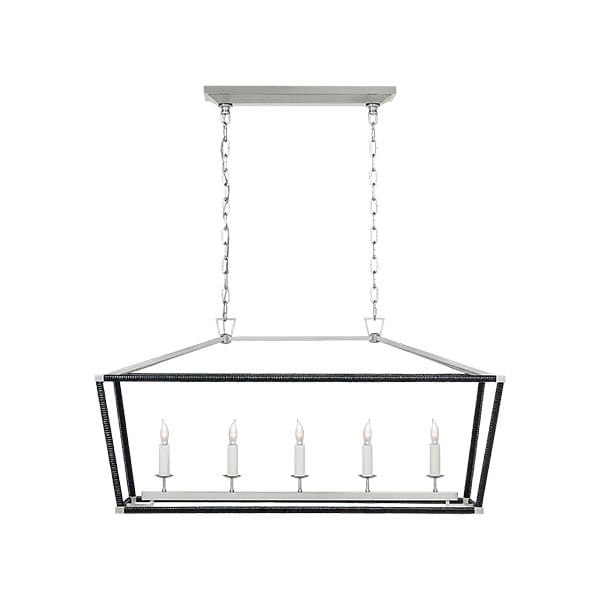 【Visual Comfort】アメリカ・デザイン照明 ペンダント「Rattan Wrapped Linear Lantern」5灯　シルバー・ブラック（W1041×D330×H508mm）