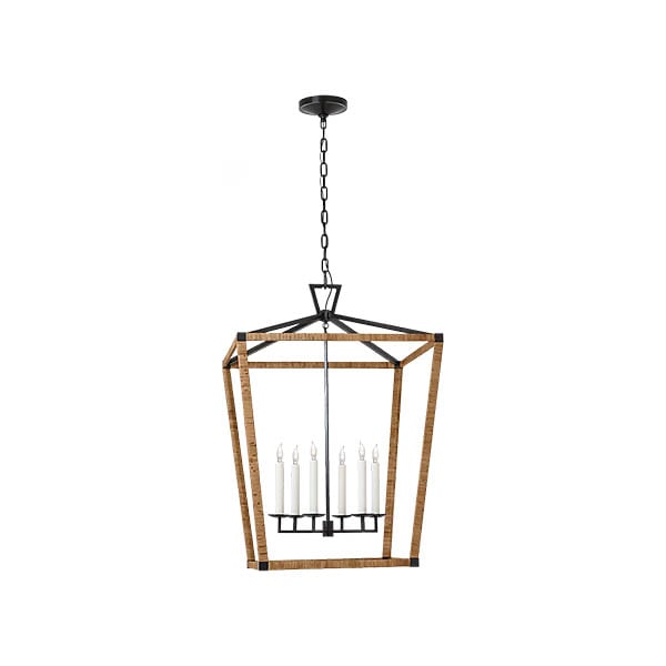 【Visual Comfort】アメリカ・デザイン照明 ペンダント「Darlana XL Wrapped Lantern」6灯　ブラック・ナチュラル（W737×H1067mm）
