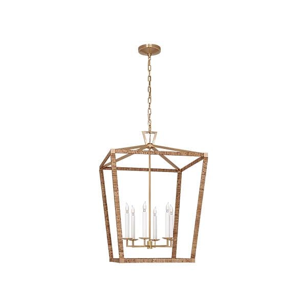 【Visual Comfort】アメリカ・デザイン照明 ペンダント「Darlana XL Wrapped Lantern」6灯　ゴールド・ナチュラル（W737×H1067mm）