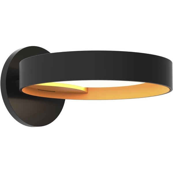 【Sonneman】アメリカ・デザイン照明 ウォールライト「Light Guide Ring LED 8 inch Satin Black Wall Sconce Wall Light in Apricot」1灯・ブラック・アプリコット（W203×H38mm）