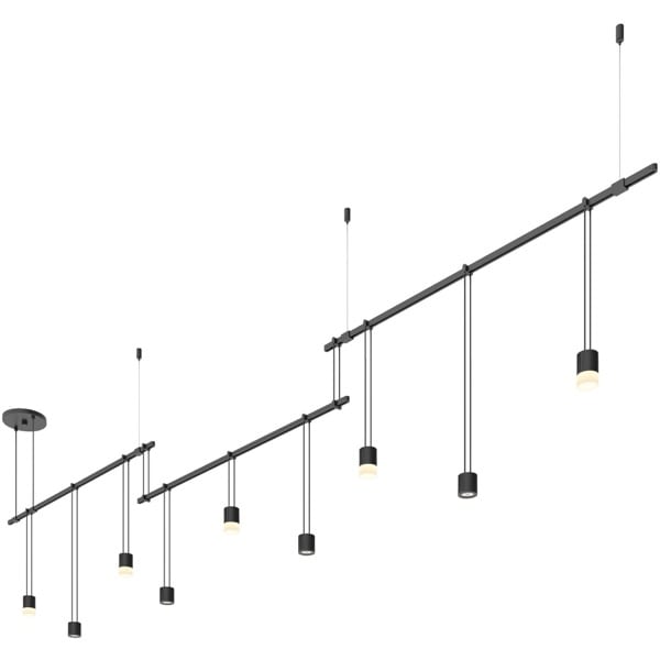 【Sonneman】アメリカ・デザイン照明 ペンダントライト「Suspenders LED 104 inch」9灯・サテンブラック（W2642×D44×H508mm）