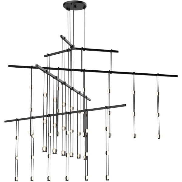 【Sonneman】アメリカ・デザイン照明 ペンダントライト「Suspenders LED 48 inch」54灯・サテンブラック（W1219×H914mm）