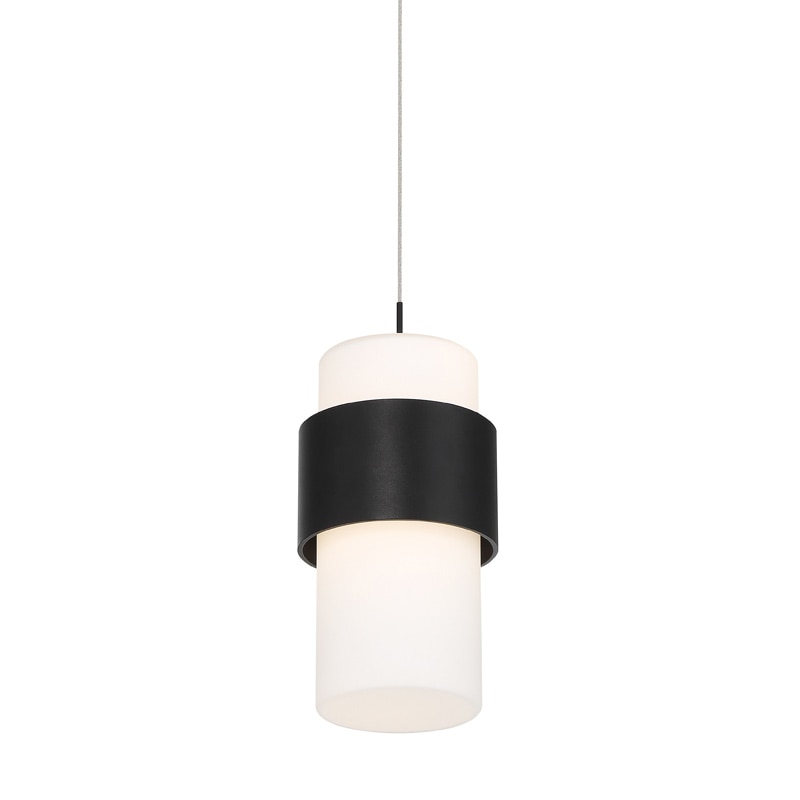 【WAC LIGHTING】アメリカ・LEDペンダントライト「Banded」ブラック（L127×W127×H235mm）