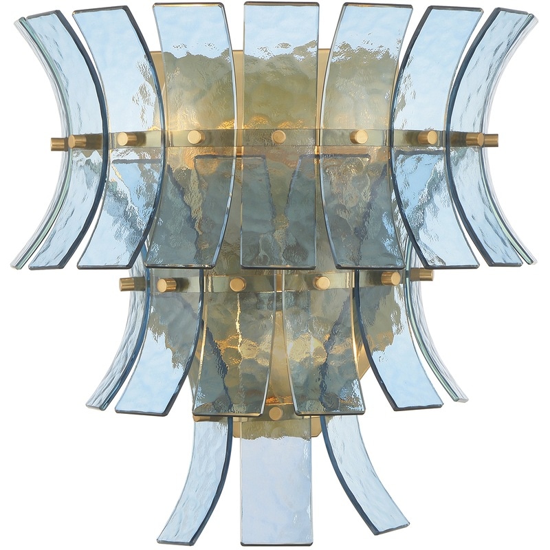 【CRYSTORAMA】アメリカ・デザイン照明「Abigail Bath Sconce Wall Light in Blue」ウォールライト Aged Brass Blue（W381×H375mm）