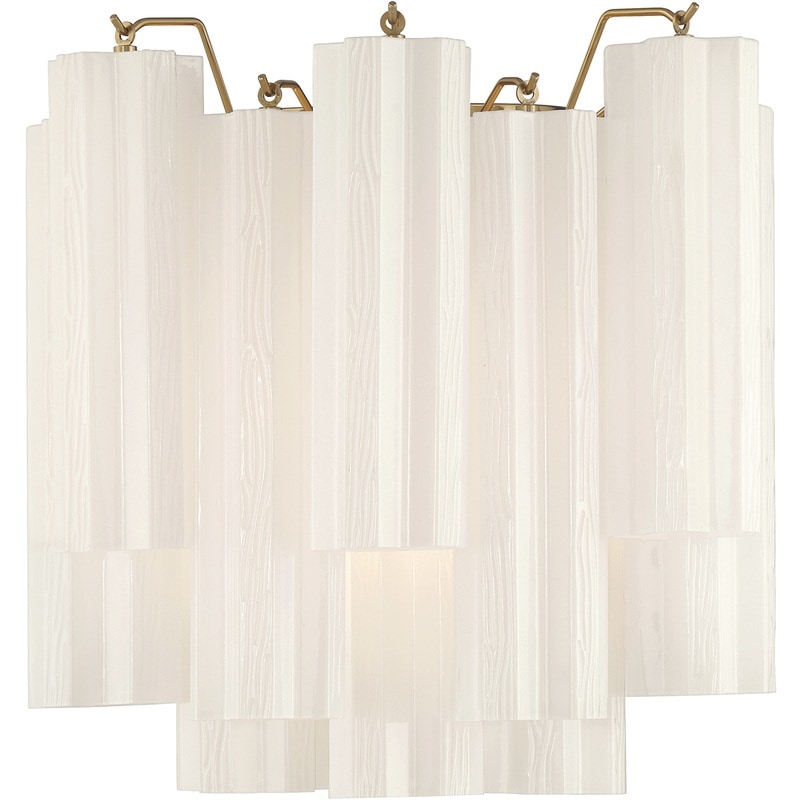 【CRYSTORAMA】アメリカ・デザイン照明「Addis Bath Wall Light」ウォールライト Aged Brass Tronchi Glass White（W368×H368mm）