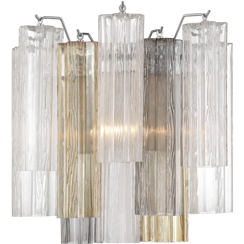 【CRYSTORAMA】アメリカ・デザイン照明「Addis Bath Wall Light」ウォールライト Polished Chrome Tronchi Glass Autumn（W368×H368mm）