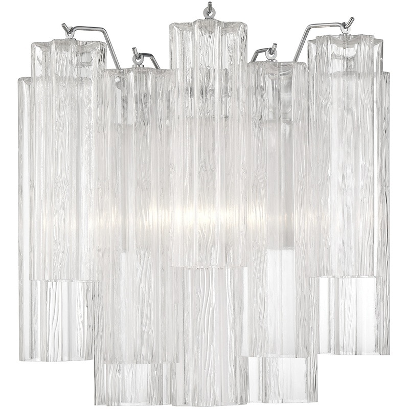 【CRYSTORAMA】アメリカ・デザイン照明「Addis Bath Wall Light」ウォールライト Polished Chrome Tronchi Glass Clear（W368×H368mm）