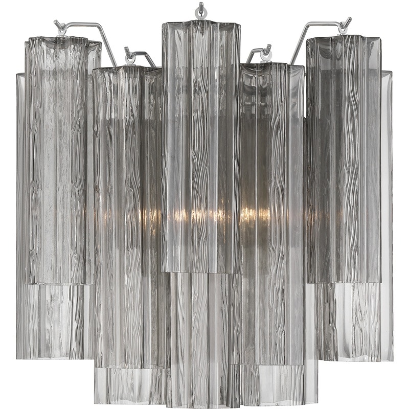 【CRYSTORAMA】アメリカ・デザイン照明「Addis Bath Wall Light」ウォールライト Polished Chrome Tronchi Glass Smoke（W368×H368mm）