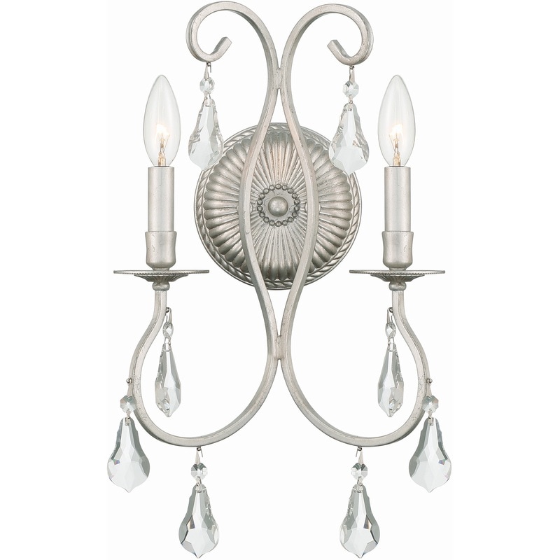 【CRYSTORAMA】アメリカ・デザイン照明「Ashton Bath Wall Light」ウォールライト Clear Swarovski Strass, Olde Silver（W267×H464mm）