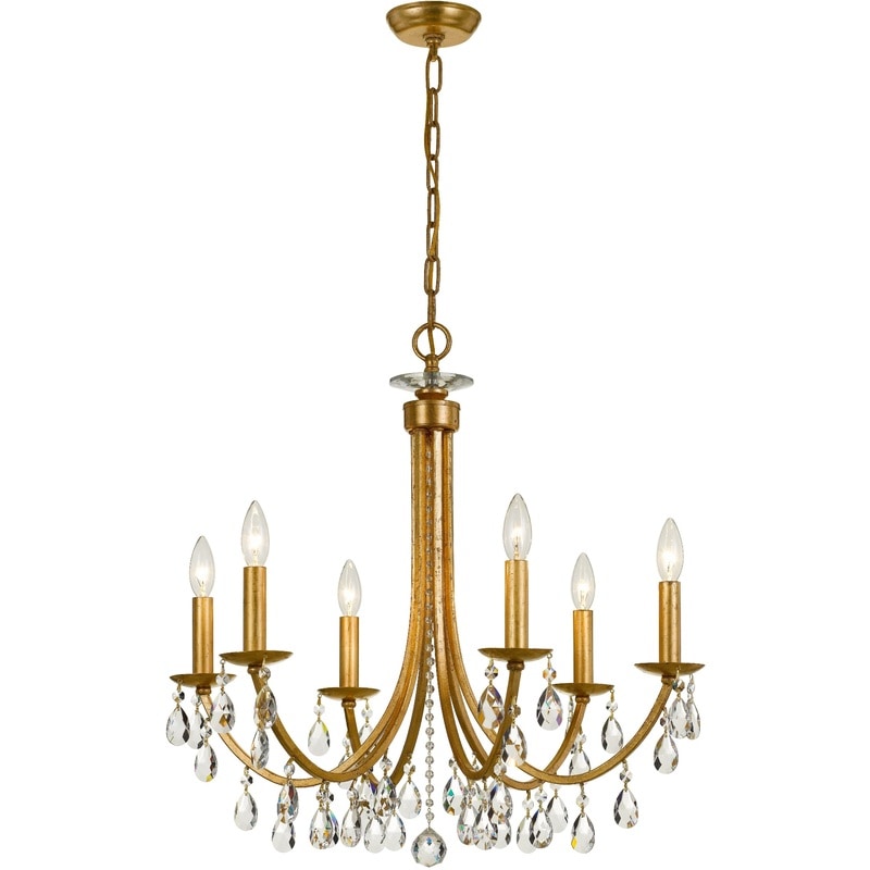 【CRYSTORAMA】アメリカ・デザイン照明「Bridgehampton 6 Light」シャンデリア Antique Gold Clear Hand Cut（W660×H660mm）