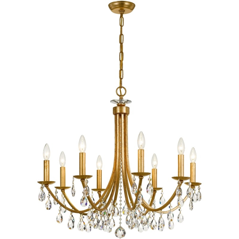【CRYSTORAMA】アメリカ・デザイン照明「Bridgehampton 8 Light」シャンデリア Antique Gold Clear Hand Cut（W711×H737mm）