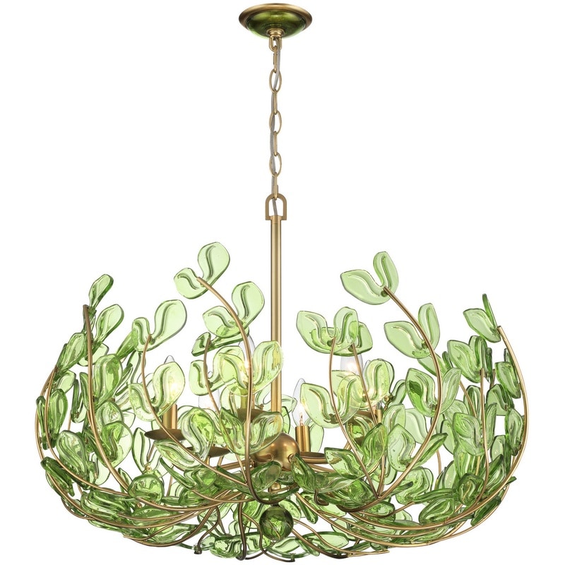 【CRYSTORAMA】アメリカ・デザイン照明「Bridget 6 Light」シャンデリア Soft Gold Green（W718×H521mm）