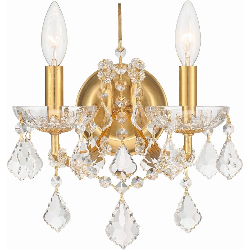 【CRYSTORAMA】アメリカ・デザイン照明「Filmore Sconce Wall Light」ウォールライト Clear Hand Cut, Antique Gold（W267×H318mm）