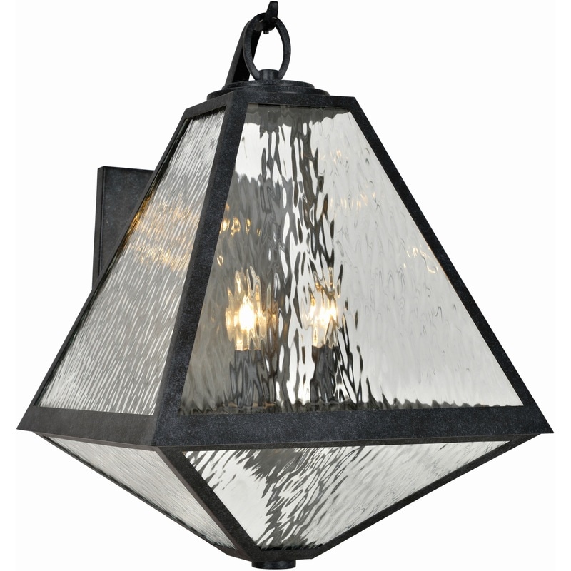 【CRYSTORAMA】アメリカ・デザイン照明「Glacier 3 Light」屋外用ウォールライト Black Charcoal Water（W356×H533mm）