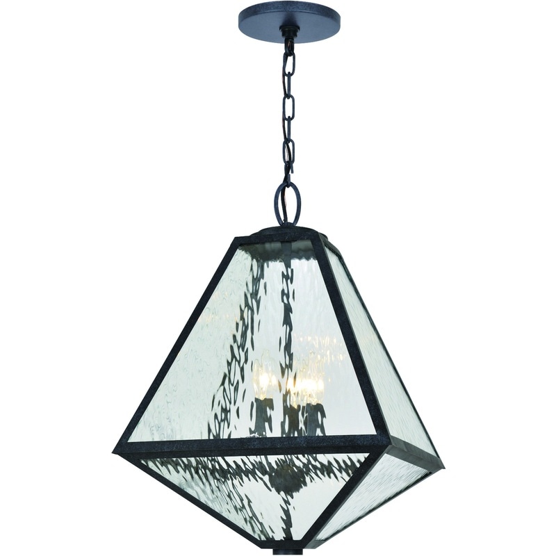 【CRYSTORAMA】アメリカ・デザイン照明「Glacier 3 Light」屋外用ペンダントライト Black Charcoal Water（W356×H533mm）