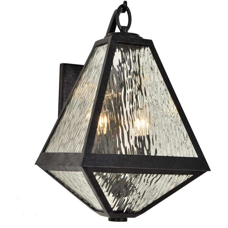 【CRYSTORAMA】アメリカ・デザイン照明「Glacier 2 Light」屋外用ウォールライト Black Charcoal Water（W279×H425mm）