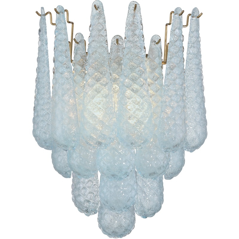 【CRYSTORAMA】アメリカ・デザイン照明「Ollie Bath Wall Light」ウォールライト Aged Brass Sand Glass Blue（W356×H476mm）