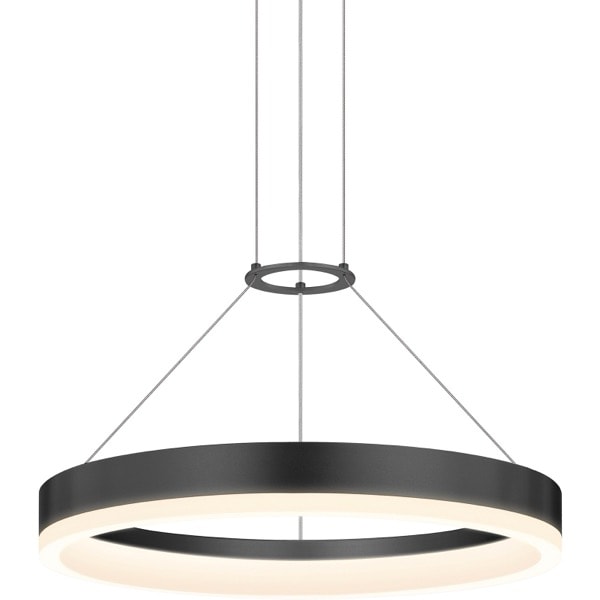【Sonneman】アメリカ・デザイン照明 ペンダントライト「Corona LED 15.75 inch」1灯・サテンブラック（W400×D400×H51mm）