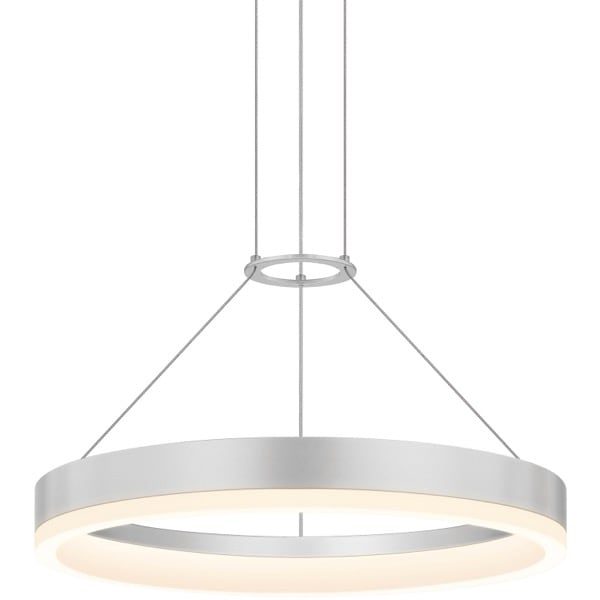 【Sonneman】アメリカ・デザイン照明 ペンダントライト「Corona LED 15.75 inch」1灯・ブライトサテンアルミニウム（W400×D400×H51mm）
